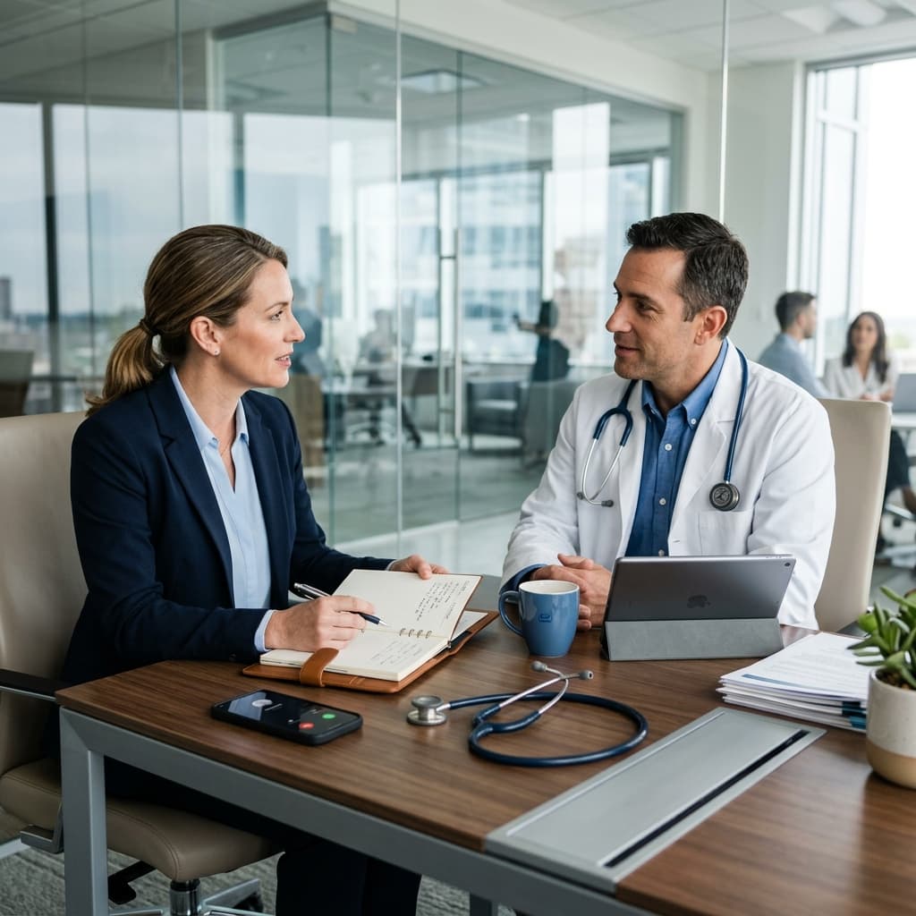 Illustrated DoctorCert guide cover about whether an employer can contact your doctor about a sick note.