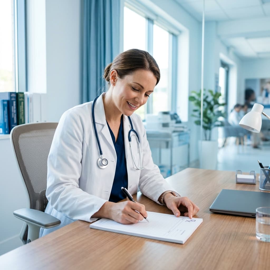 Illustrated DoctorCert guide cover about how long a doctor can issue a sick note in the UK.